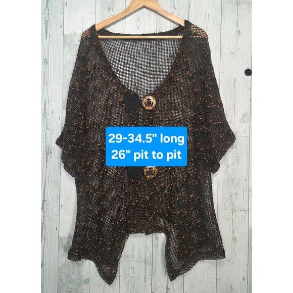 Unbranded Open Knit Oversized Button Sharkbite Lagenlook Cardigan Sz. XL EST - Picture 2 of 5